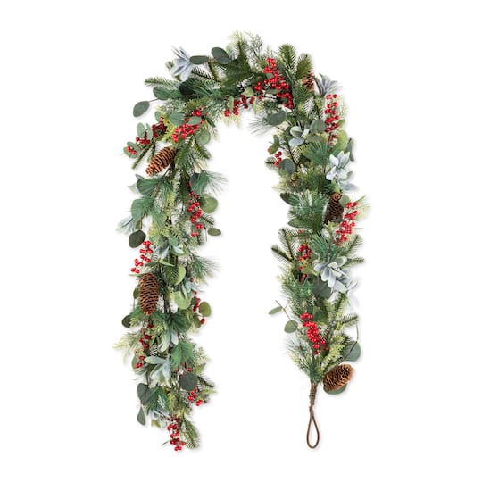 Glitzhome® 6ft. Christmas Berry & Pinecone Eucalyptus Garland